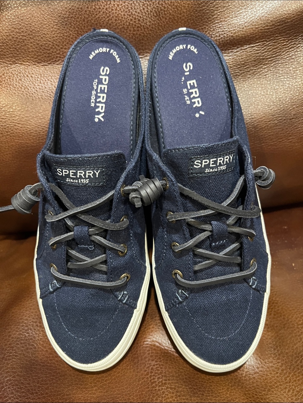 Sperry Navy Canvas Slip-On Boat Shoe Mule